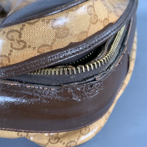 GUCCI Beige Brown Guccissima Monogram Coated Canvas Leather Suitcase
