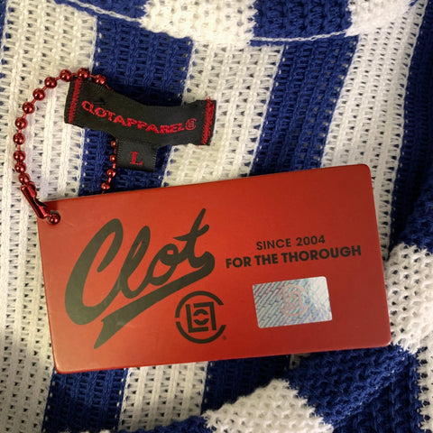 CLOT APPAREL Size L White Blue Stripe Cotton See Through Tank Top