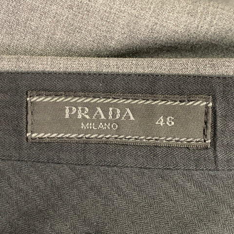 PRADA Size 30 Grey Wool Button Fly Slim Tapered Dress Pants