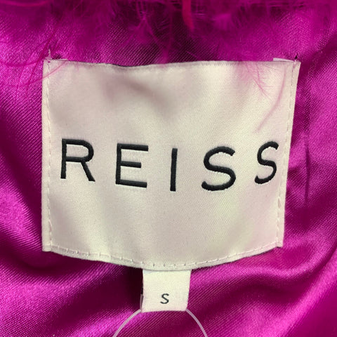 REISS Size S Purple Feathers Hook Eye Closure Jacket