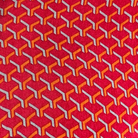 BRIONI Size L Burgundy Orange Blue Geometric Print Rayon Short Sleeve Shirt