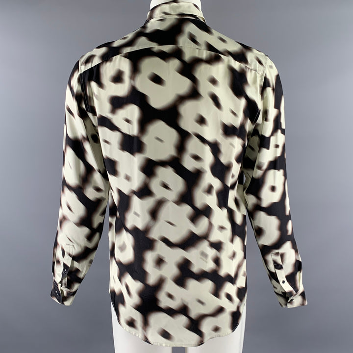 SANDRO Size S White Black Hazy Floral Viscose Long Sleeve Shirt