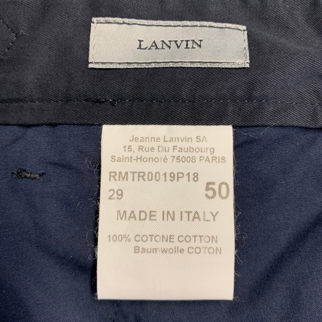 LANVIN Size 34 Navy Cotton Button Fly Shorts