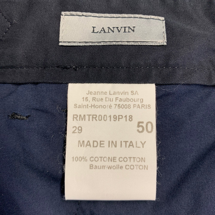 LANVIN Size 34 Navy Cotton Button Fly Shorts