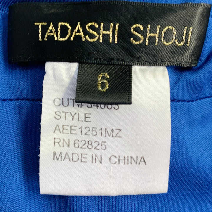 TADASHI SHOJI Size 6 Blue White Rayon Blend Lace Short Sleeve Cocktail Dress