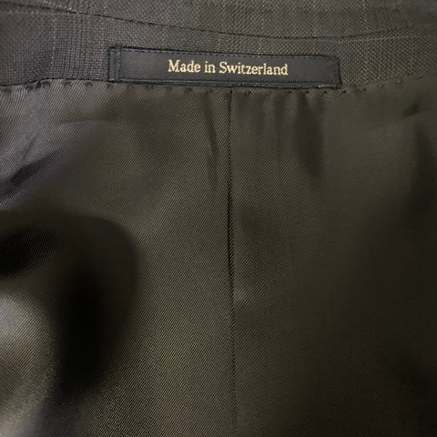 ERMENEGILDO ZEGNA Chest Size 42 Navy Purple Window Pane Wool Notch Lapel 34 Suit