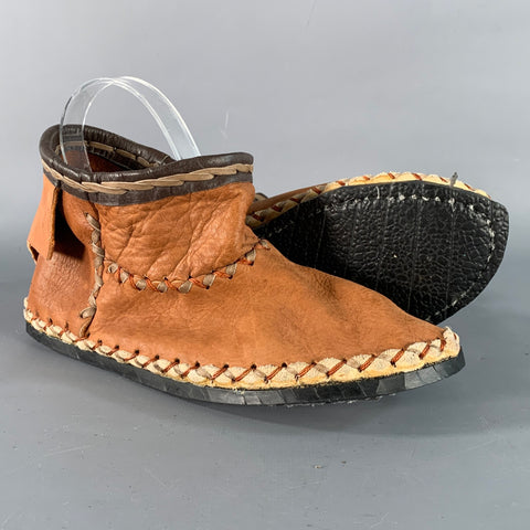 BEATRICE VALENZUELA Size 8 Brown Tan Leather Contrast Stitch Moccasin Boots