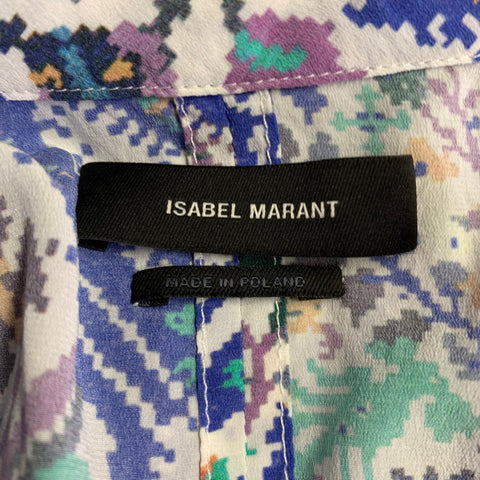 ISABEL MARANT Size 2 Blue White Abstract Sleeveless Casual Top