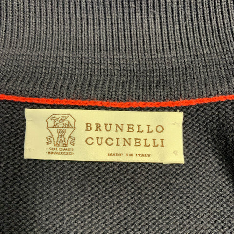 BRUNELLO CUCINELLI Size M Navy Knit Cotton Patch Pockets Cardigan