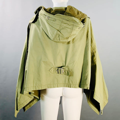 JUNYA WATANABE Size M Olive Green Cotton Herringbone Poncho Coat