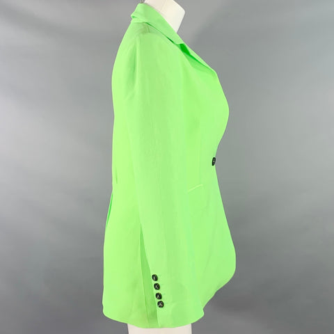 MSGM Size 0 Neon Green Textured Viscose Notch Lapel Single Button Jacket Blazer