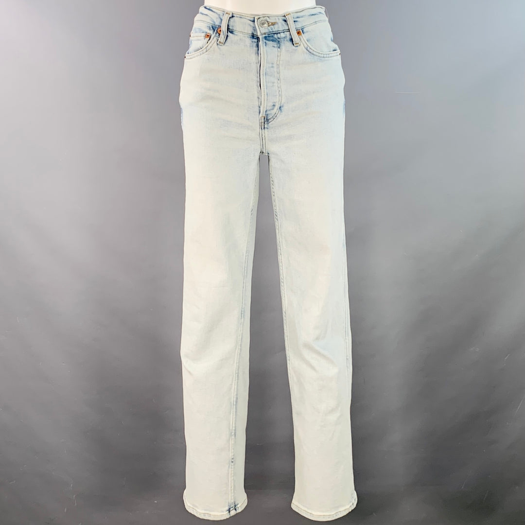 RE/DONE Size 26 90s High Rise Loose Blue Cotton Blend Button Fly Jeans