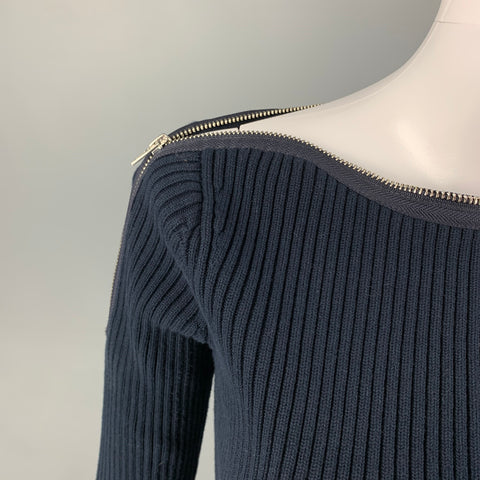 ALEXANDER WANG Size XS Navy Cotton Blend Ribbed Pullover