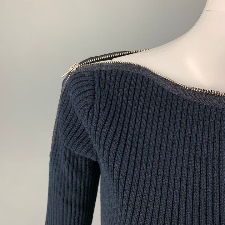ALEXANDER WANG Size XS Navy Cotton Blend Ribbed Pullover