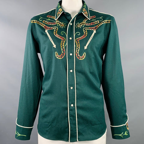 RRL by RALPH LAUREN Size XL Green Multi Color Embroidery Western Long Sleeve Shirt