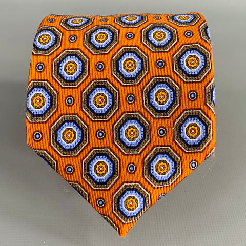 JZ RICHARDS Orange Blue Geometric Silk Tie