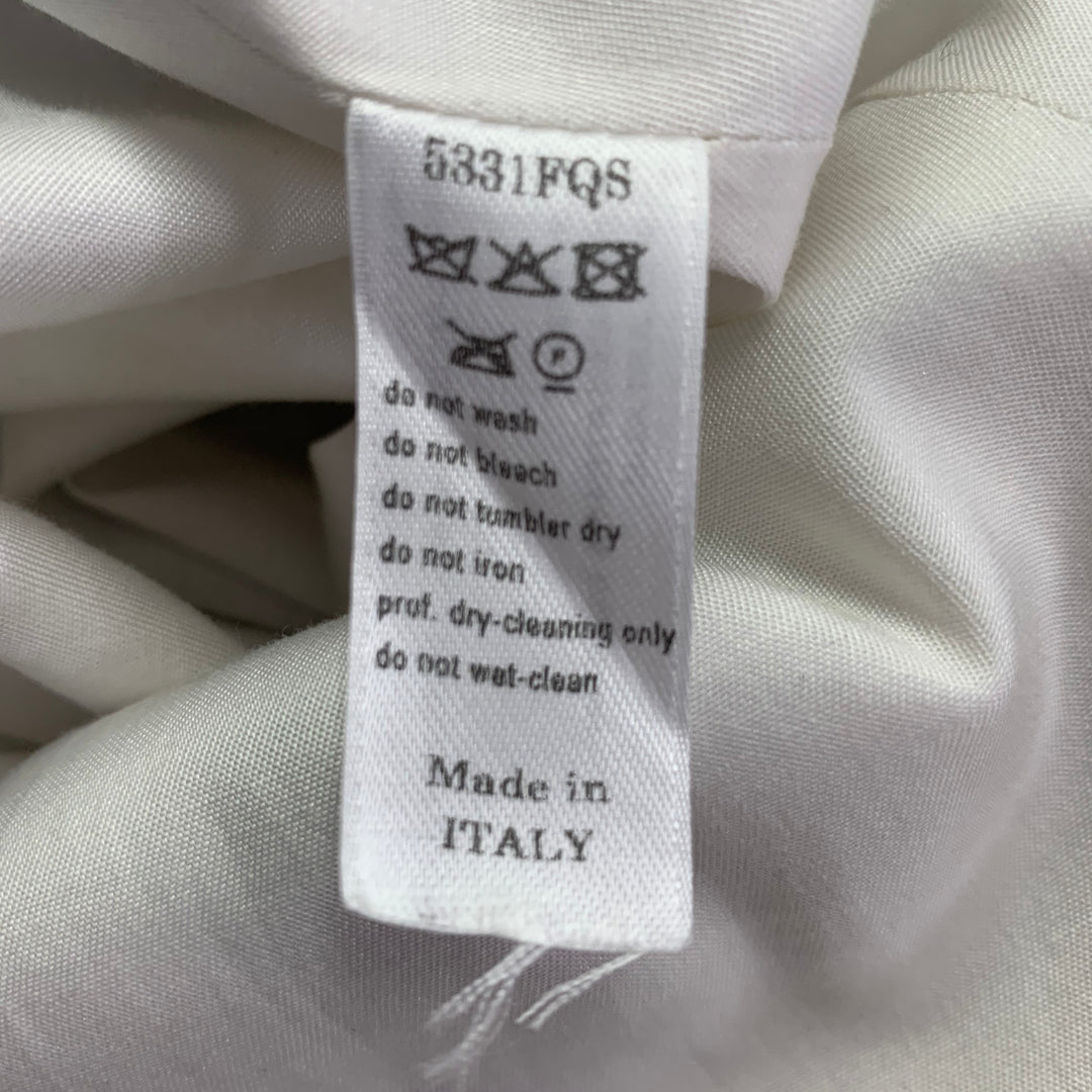 CAROLINA HERRERA Size 12 White Indigo Cotton Blend Abstract Floral Dress