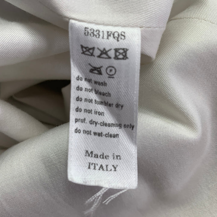 CAROLINA HERRERA Size 12 White Indigo Cotton Blend Abstract Floral Dress