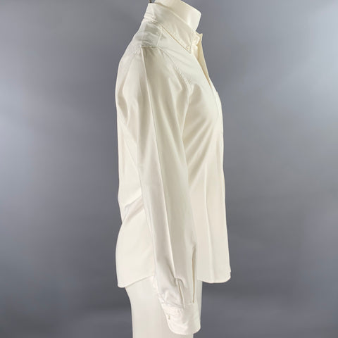 ASPESI Size S White Oxford Long Sleeve Shirt