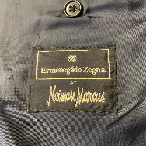 ERMENEGILDO ZEGNA Size 46 Navy Black Woven Wool Cashmere Sport Coat