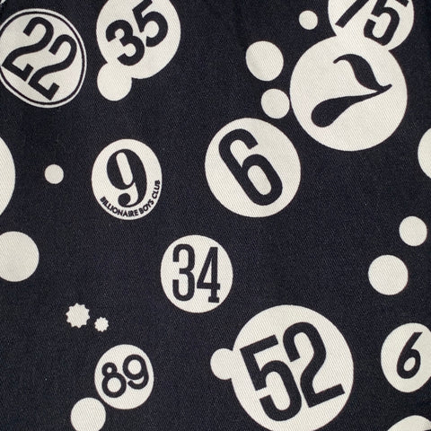 BILLIONAIRE BOYS CLUB Size 34 Black White Circles Numbers Cotton Moleskin Flat Front Casual Pants