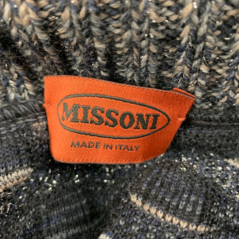 MISSONI Size 8 Black & Grey Knitted Wool Blend Jacket