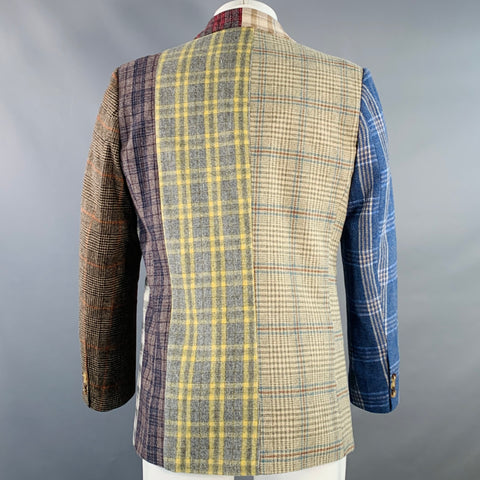 KIDSUPER Size M Multi Color Mixed Plaid Wool Blend Double Breasted Sport Coat
