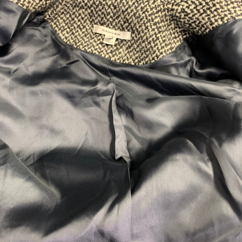CARVEN Size M Grey Black Wool Blend Tweed Zip Up Belted Biker Jacket