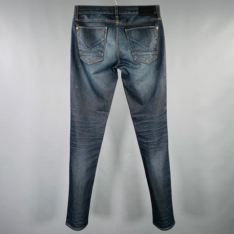 HUDSON Size 30 Blue Indigo Distressed Cotton Blend Slim Button Fly Jeans