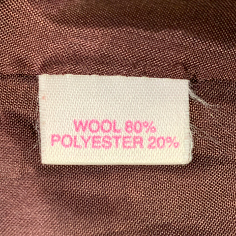 LIZ LOGIE Size 6 Brown Wool Blend Embroidered Circles Raglan Jacket