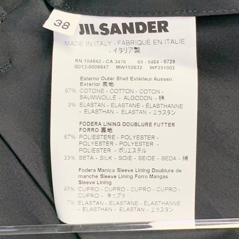 JIL SANDER Size 2 Black Cotton Blend Button Up Jacket Blazer
