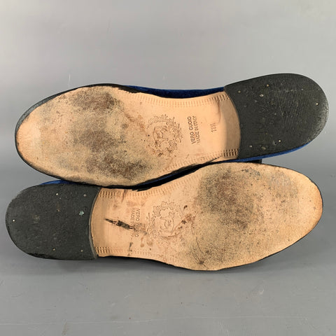 DEL TORO Size 11.5 Blue Red Velvet Slip On Loafers