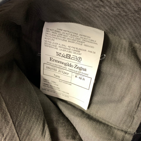 ERMENEGILDO ZEGNA Chest Size 40 Grey Heather Wool Notch Lapel 32 34 Suit