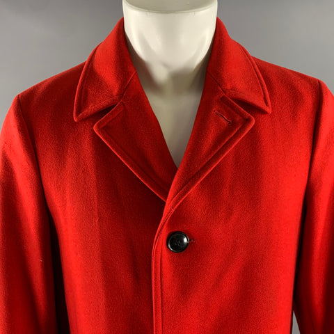 DRIES VAN NOTEN Size 38 Red Wool Polyamide Notch Lapel Coat