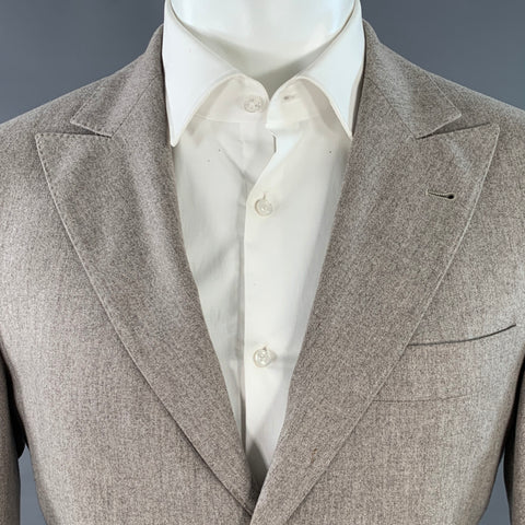 BRUNELLO CUCINELLI Size 38 Light Grey Wool Cashmere Silk Peak Lapel Sport Coat