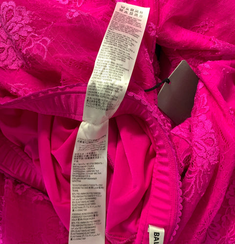 BALENCIAGA Size S Pink Polyamide  Elastane Lace High Collar Set