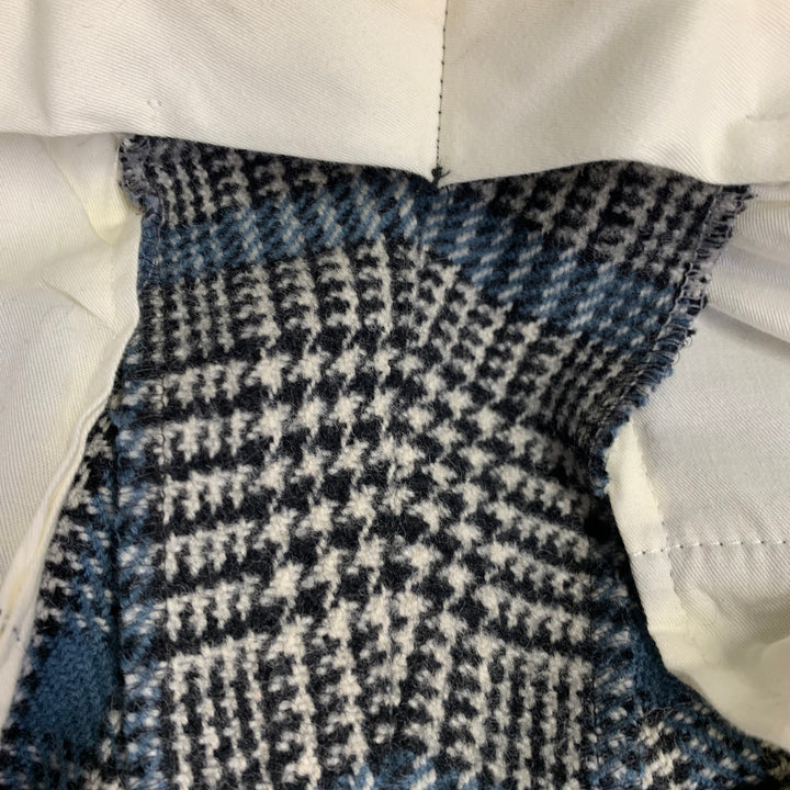 GUCCI Size 38 Black White Blue Glenplaid Wool Notch Lapel Suit