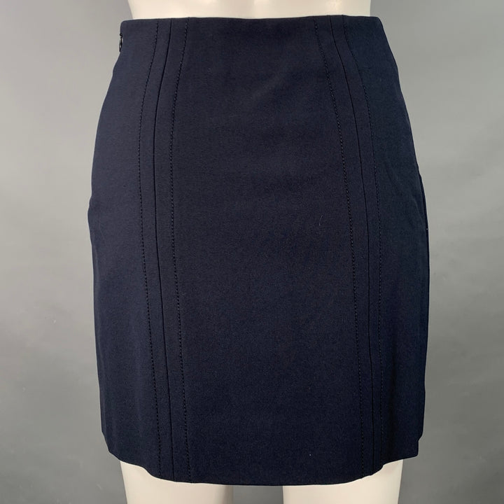 FUTURE OZBEK Size 4 Navy Polyamide Blend Single Breasted Blazer Mini Skirt Set