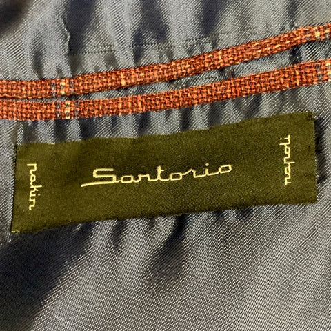 Veste Sport SARTORIO Taille 44 Regular Carreaux Fenêtre Bordeaux Laine Lin Soie