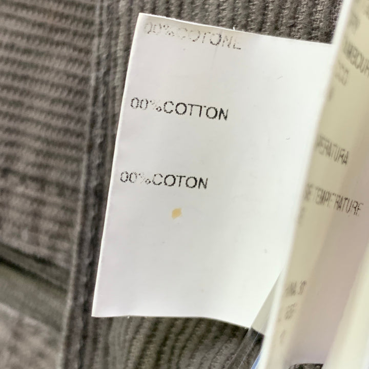 DRKSHDW Size 33 Grey Taupe Corduroy Cotton Distressed Raw Edge Button Fly Casual Pants