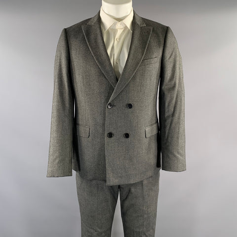 THE SUITS ANTWERP Chest Size 40 Grey Stripe Polyester Blend Peak Lapel 34 Suit
