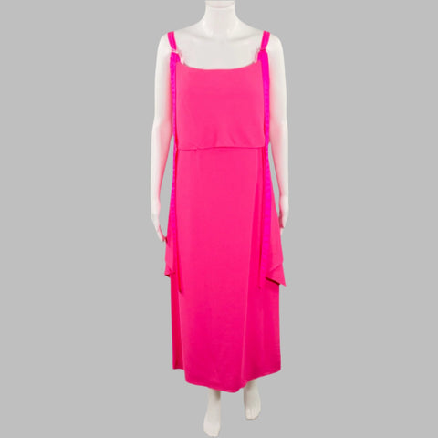 Robe épaules dénudées SIES MARJAN taille 4 en crêpe de viscose et laine rose