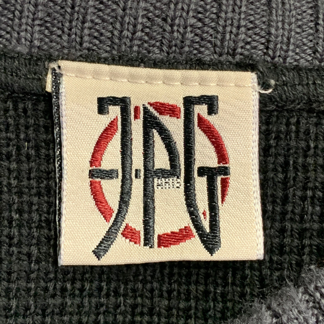 JEAN PAUL GAULTIER Size S Cream Green Wool Blend Knit Color Block Athletic Sweater