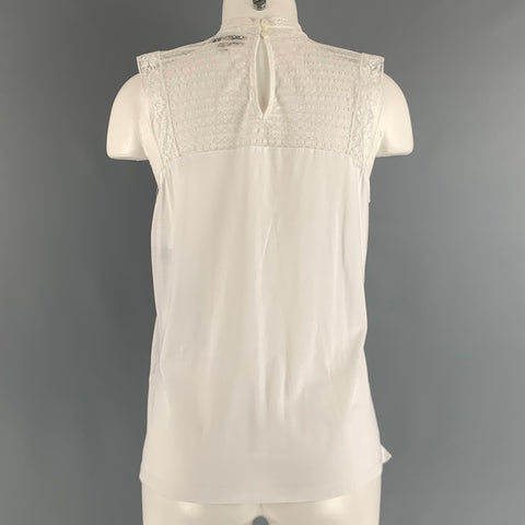 BURBERRY LONDON Size M White Cotton Sleeveless Casual Top