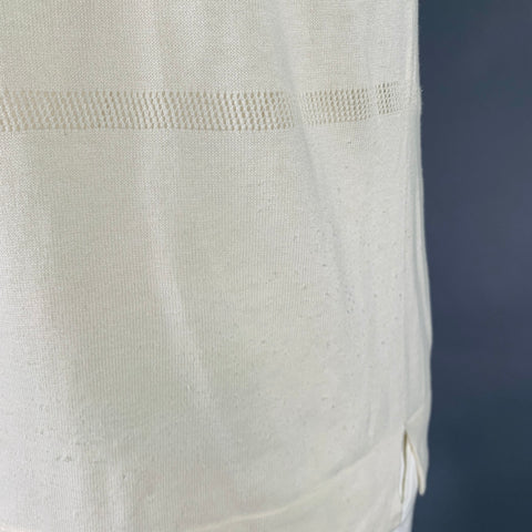 TODD SNYDER Size L Cream Eyelet Silk Cotton Short Sleeve Shirt