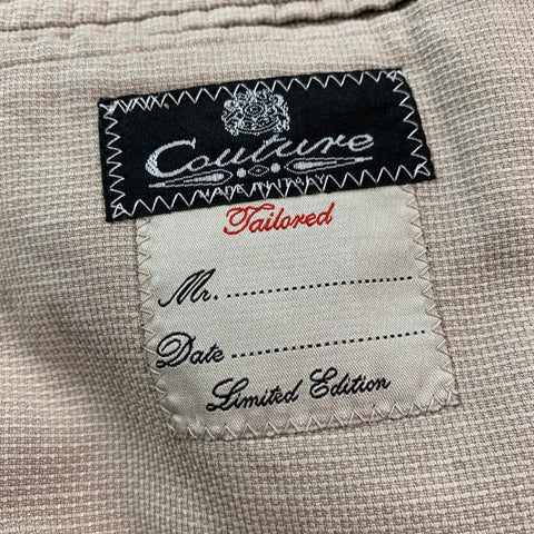 COUTURE Chest Size 38 Beige Textured Cotton Linen Single Breasted Sport Coat