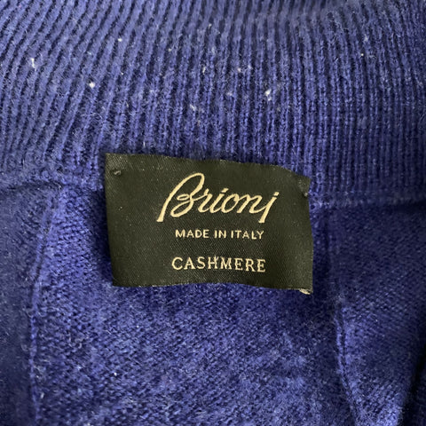 BRIONI Size L Blue Knit Cashmere Henley knit Pullover