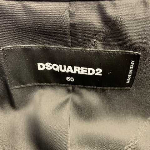 DSQUARED2 Size 40 Black Glitter Wool Silk Peak Lapel Sport Coat