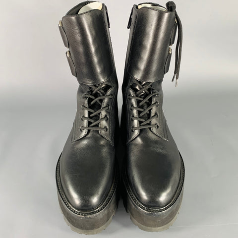 CELINE Size 8 SS23 -Bulky Maxx- Black Leather Platform Boots