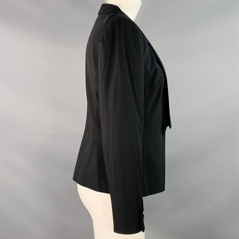 GIORGIO ARMANI Size 8 Black Virgin Wool Shawl Collar Jacket Blazer
